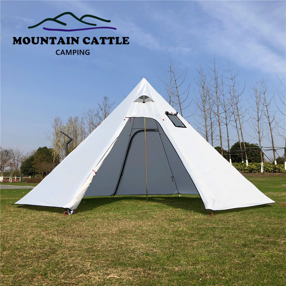 Cheap Goat Tents Winter Ultralight Outdoor Camping Teepee 210T Plaid Pyramid Tent with Snow Skirt Large Rodless Tent Backpacking Hiking Tents Tents 